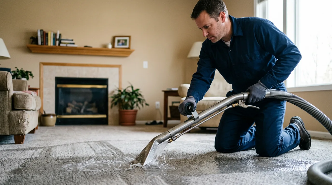 Water damage restoration technician working near Zenda, WI